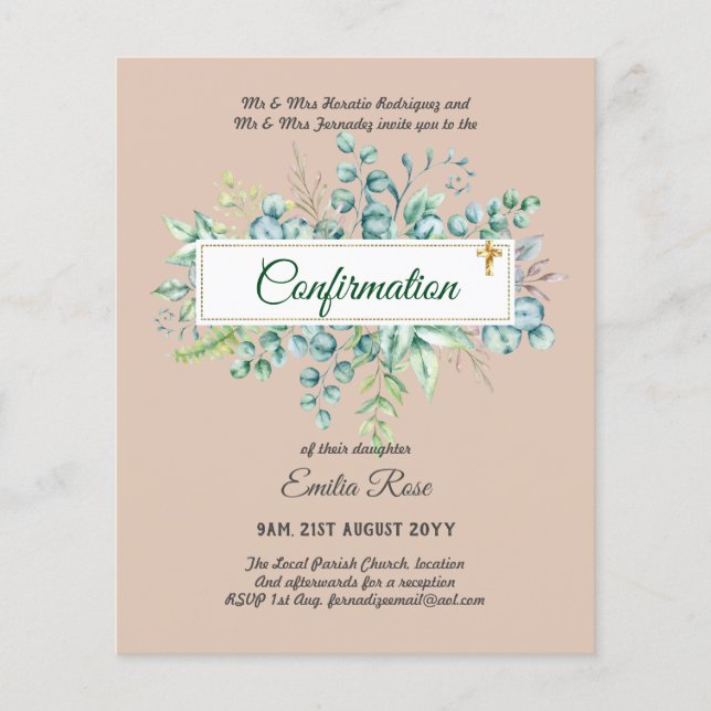 Greenery CONFIRMATION Invite Modern Double Sided Flyer (Front)