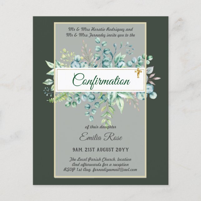 Greenery CONFIRMATION Invite Modern Double Sided Flyer (Front)