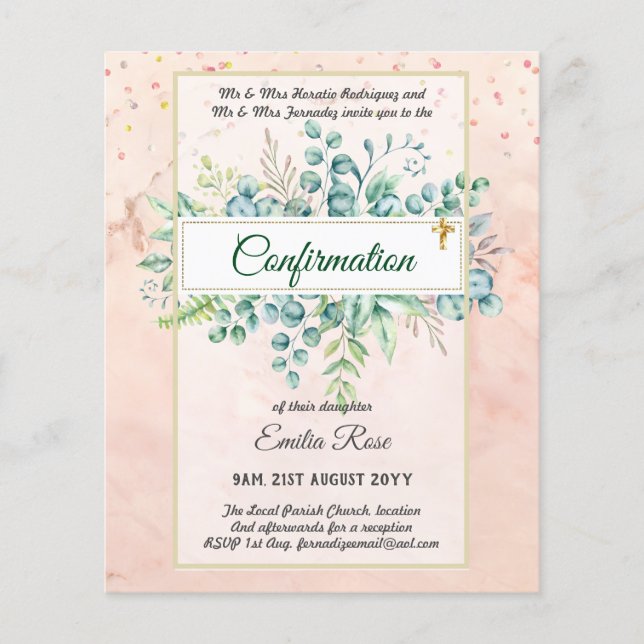 Greenery CONFIRMATION Invite Modern Double Sided Flyer (Front)