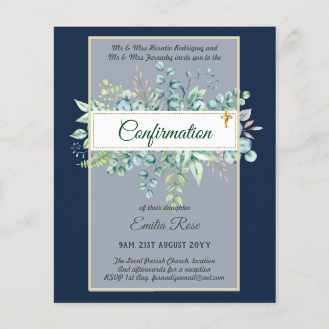 Greenery CONFIRMATION Invite Modern Double Sided Flyer (Front)