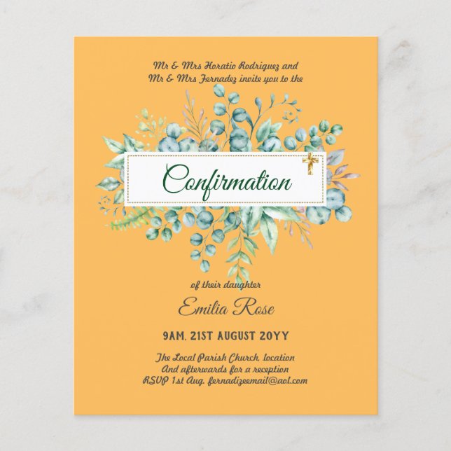 Greenery CONFIRMATION Invite Modern Double Sided Flyer (Front)