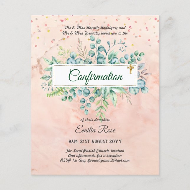 Greenery CONFIRMATION Invite Modern Double Sided Flyer (Front)