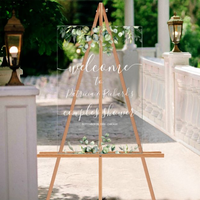 Greenery Couples Shower Welcome  Acrylic Sign (Creator Uploaded)