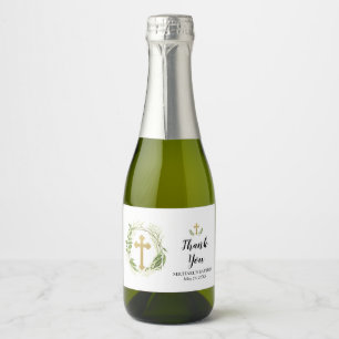 Greenery Cross Mini Champagne Bottle Label