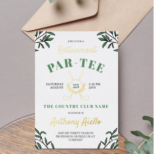 Greenery Crossed Golf Clubs Retirement Party