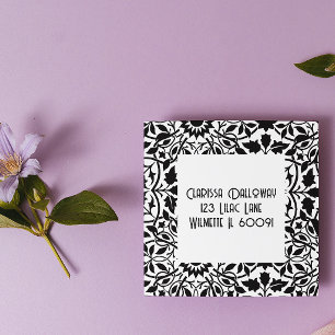 Greenery Damask address   Self-inking Stamp