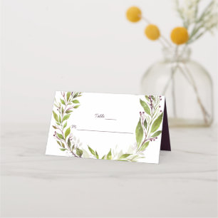 Greenery Dark Plum Mauve Berries Place Cards