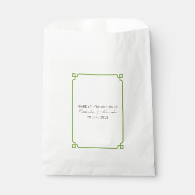 Greenery Deco Chic Wedding Favour Bag (Front)