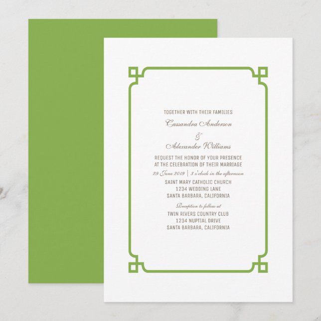 Greenery Deco Chic Wedding Invite (Front/Back)