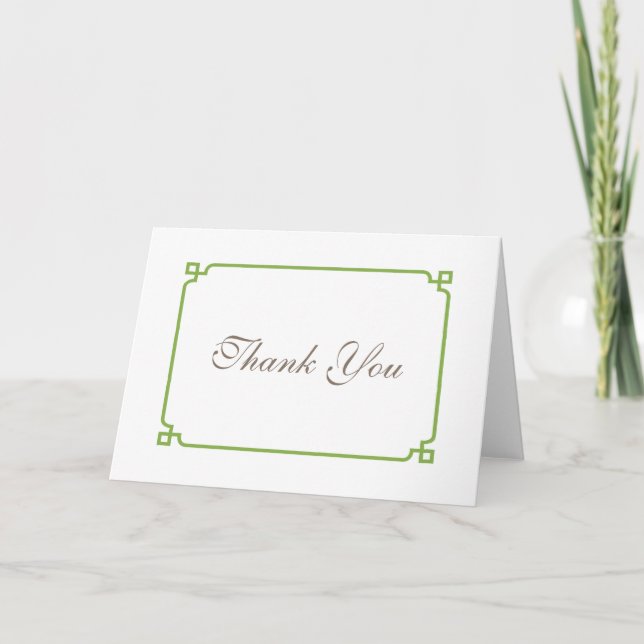 Greenery Deco Chic Wedding Thank You Card (Front)