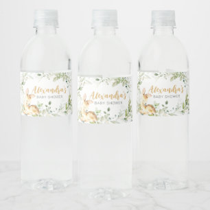 Greenery Deer Baby Shower  Water Bottle Label