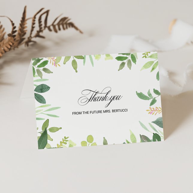 Greenery Destination Bridal Shower Thank You Card (Creator Uploaded)