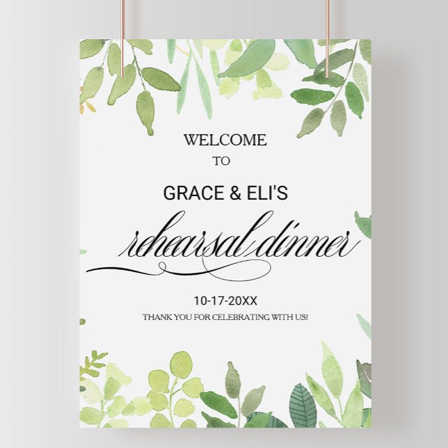 Greenery Destination Rehearsal dinner Welcome Poster (Creator Uploaded)