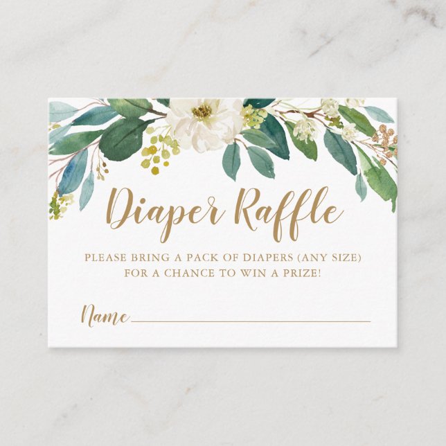 Greenery Diaper Raffle Insert Card (Front)