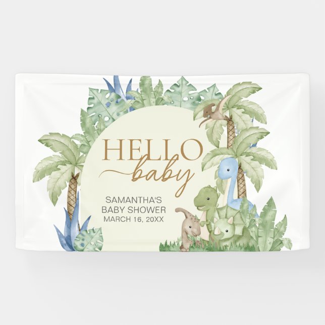 Greenery Dinosaur Baby Shower  Banner (Horizontal)