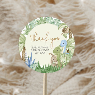 Greenery Dinosaur Baby Shower  Classic Round Sticker