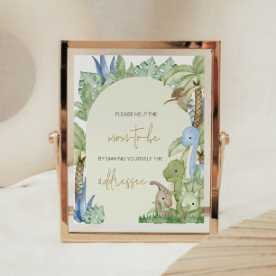 Greenery Dinosaur Baby Shower Envelope Station Poster