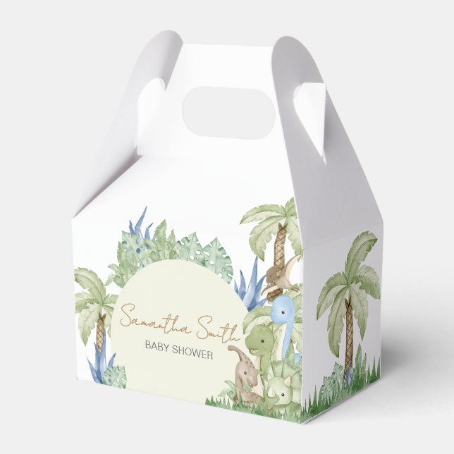Greenery Dinosaur Baby Shower  Favour Box (Front Side)