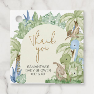 Greenery Dinosaur Baby Shower Square Favour Tags