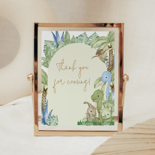 Greenery Dinosaur Baby Shower Thank you for Coming Poster