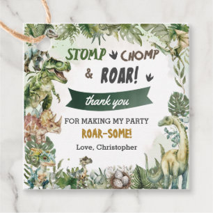 Greenery Dinosaurs Jurassic Boy Birthday Party  Favour Tags