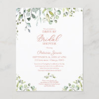 Greenery Drive By Bridal Shower Budget Invitation