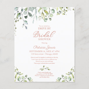 Greenery Drive By Bridal Shower Budget Invitation