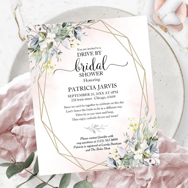 Greenery Drive By Bridal Shower Budget Invitation (Creator Uploaded)