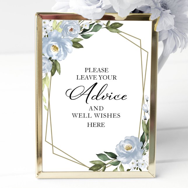 Greenery Dusty Blue Advice And Well Wishes Sign (Creator Uploaded)
