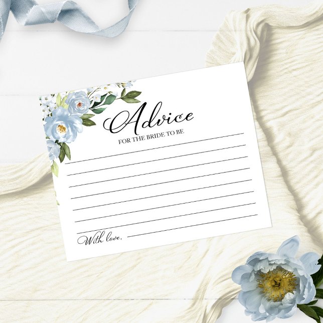 Greenery Dusty Blue Bridal Shower Advice Cards (Creator Uploaded)
