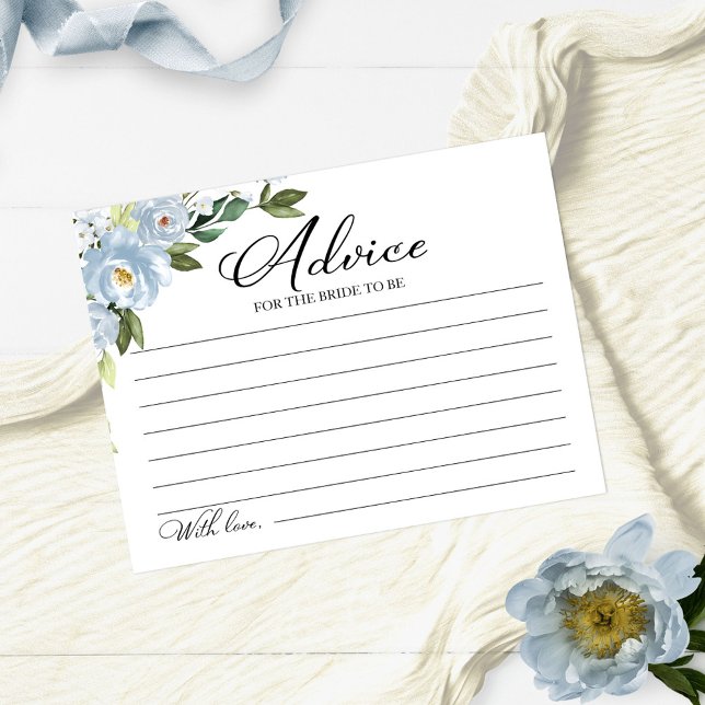 Greenery Dusty Blue Bridal Shower Advice Cards (Creator Uploaded)