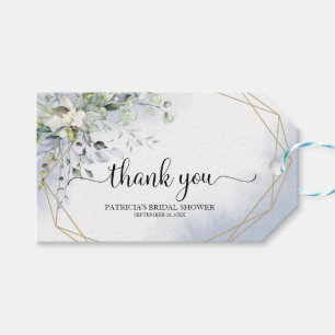 Greenery Dusty Blue Bridal Shower Gift Tags