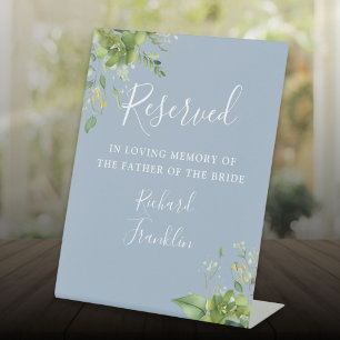 Greenery Dusty Blue Memory Reserved For Wedding Pedestal Sign