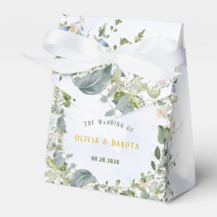 Greenery Dusty Blue Watercolor Wildflowers Wedding Favour Box