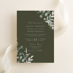 Greenery Elegance: Green Leaf Olive Wedding Invitation