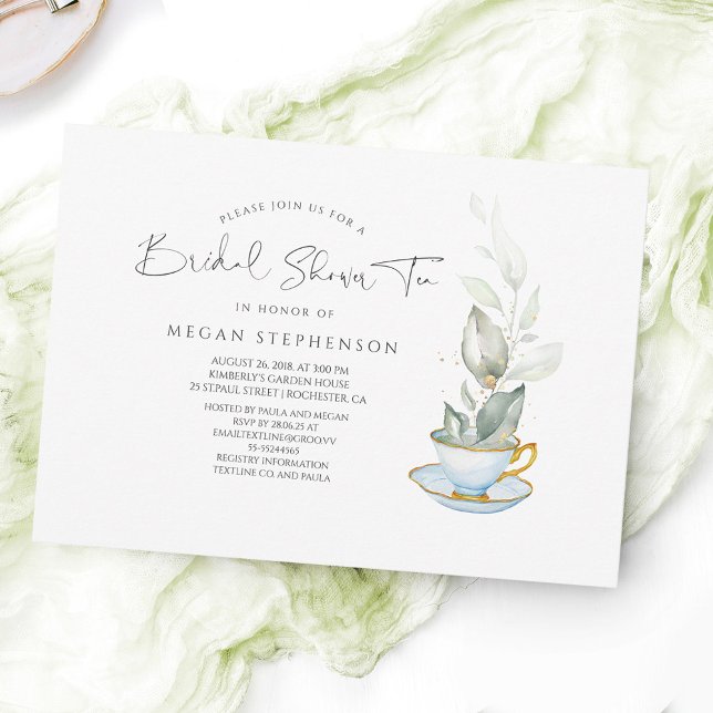 Greenery Elegant Bridal Shower Tea Invitation (Creator Uploaded)