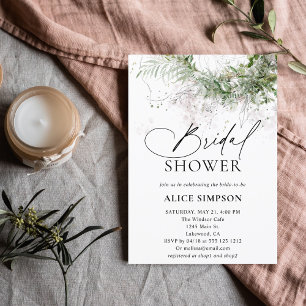 Greenery Elegant Calligraphy Rustic Bridal Shower Invitation