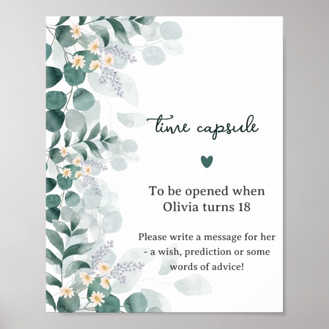 Greenery Elegant Eucalyptus Time Capsule    Poster (Front)