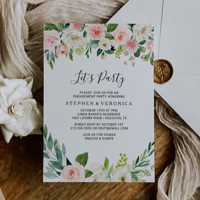 Greenery Elegant Floral Let's Party Invitation (Creator Uploaded)