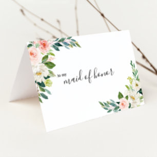 Greenery Elegant Floral Maid of Honour Thank You Card