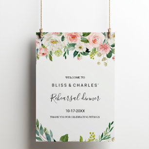 Greenery Elegant Floral Rehearsal dinner Welcome Poster