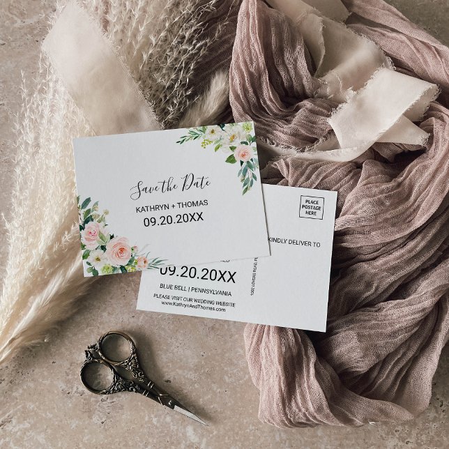 Greenery Elegant Floral Save the Date Card (Creator Uploaded)