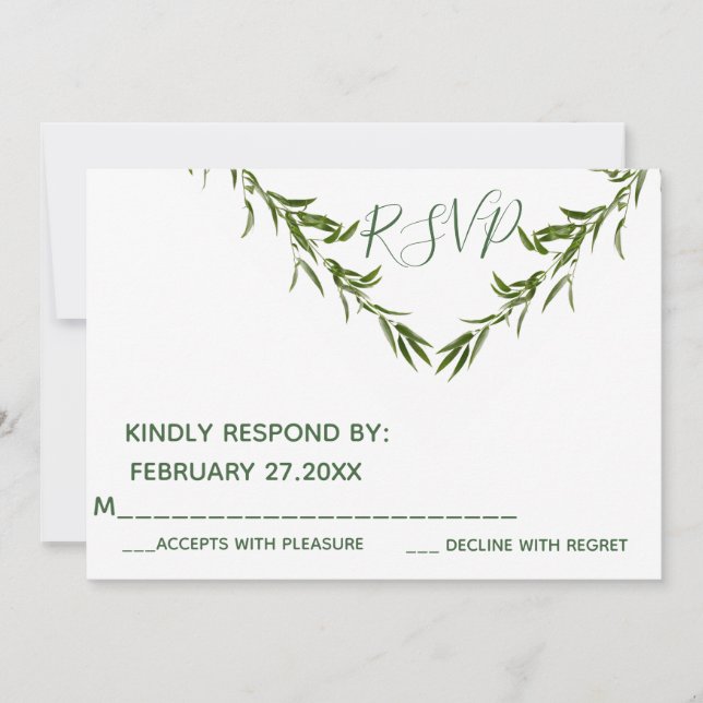 Greenery elegant  geometrical leaves branch RSPV Invitation (Front)