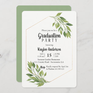 Greenery elegant Graduation Party card