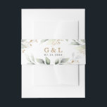 Greenery Elegant Green and Gold Rustic Wedding Invitation Belly Band<br><div class="desc">Design features watercolor airy mixed greenery foliage and branches in various shades of green with printed gold design leaf elements.</div>