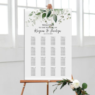 Greenery elegant wedding seating chart 16 tables