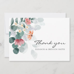 Greenery elegant wildflower eucalyptus thank you holiday card