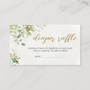 Greenery Elephant Baby Shower Diaper Raffle Enclosure Card