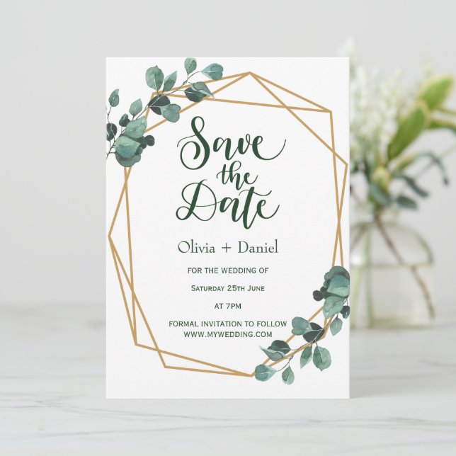 Greenery Elopement Save The Date Invitation (Standing Front)