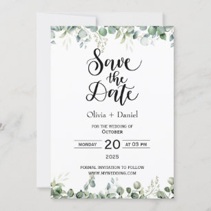 Greenery Elopement Wedding Date Invitation